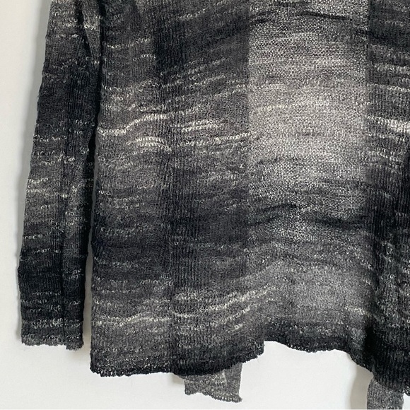 Eileen Fisher Black Open Front Long Boucle Ombre Cardigan sweater 35871 - Picture 5 of 12